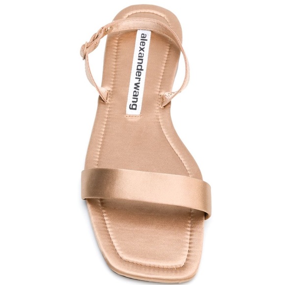 🆕ALEXANDER WANG RYDER NUDE SATIN FOLDABLE FLAT SANDALS WITH LOGO ON BACK STRAP - Picture 3 of 4